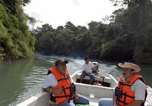Río Tzendales, turistas en guacamayas