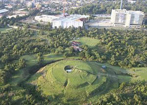 Vista aérea de la pirámide de Cuicuilco