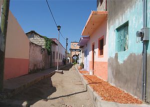 Calles y banquetas altas en Mexcaltitán