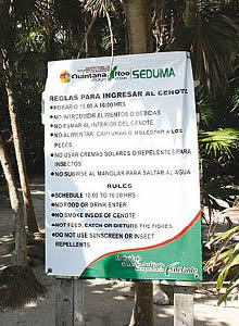 Xcacel-Xcacelito.- Reglamento del cenote