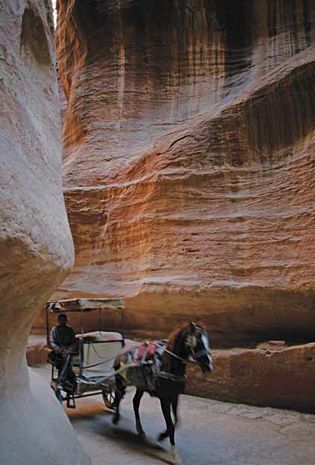 Petra.- Transporte en carreta para turistas.